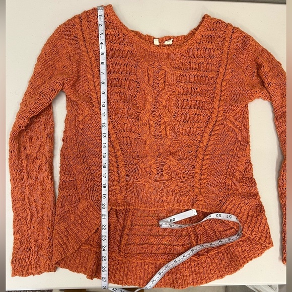 Moth Chunky Cable Knit High- Low Burnt Orange Sweater Size S - Picture 6 of 12